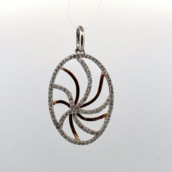 Estate Sterling Silver 925 Diamond Cut Oval Swirl Pendant 4.0g No Chain - Picture 1 of 8